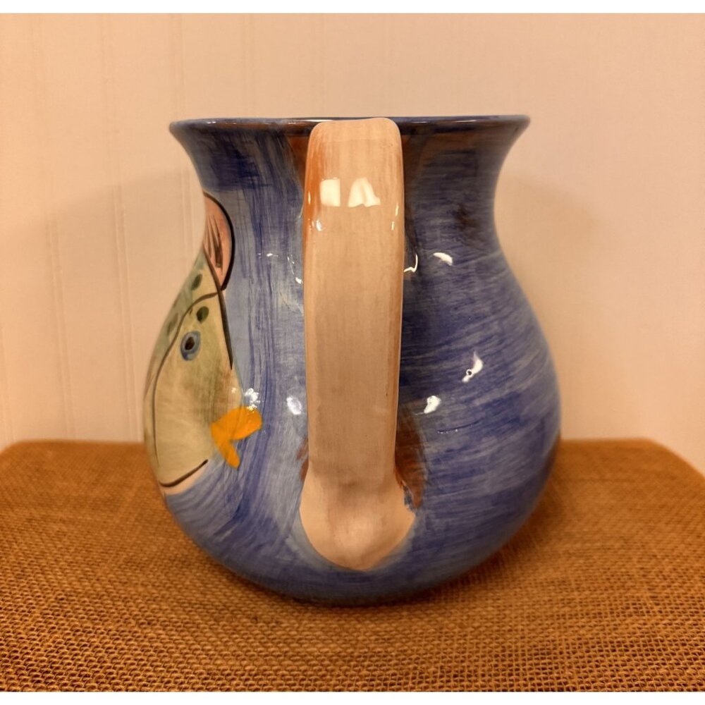 Hand-Painted Italian Ceramic Fish Pitcher - Picture 2 of 7